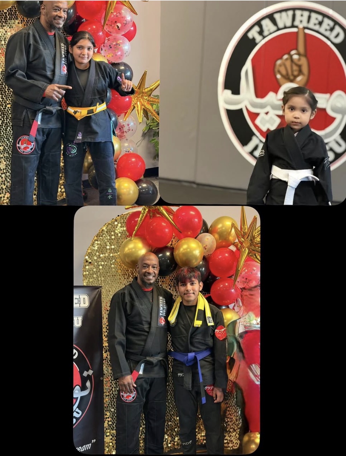 Students celebrating belt promotions