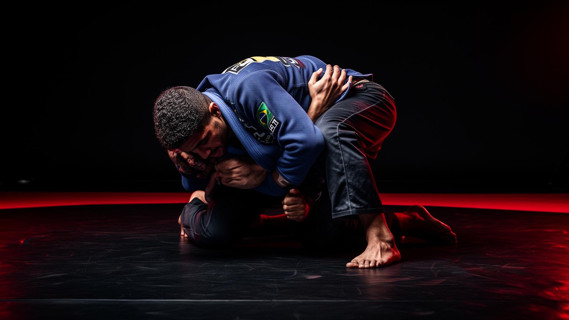 Two athletes grappling